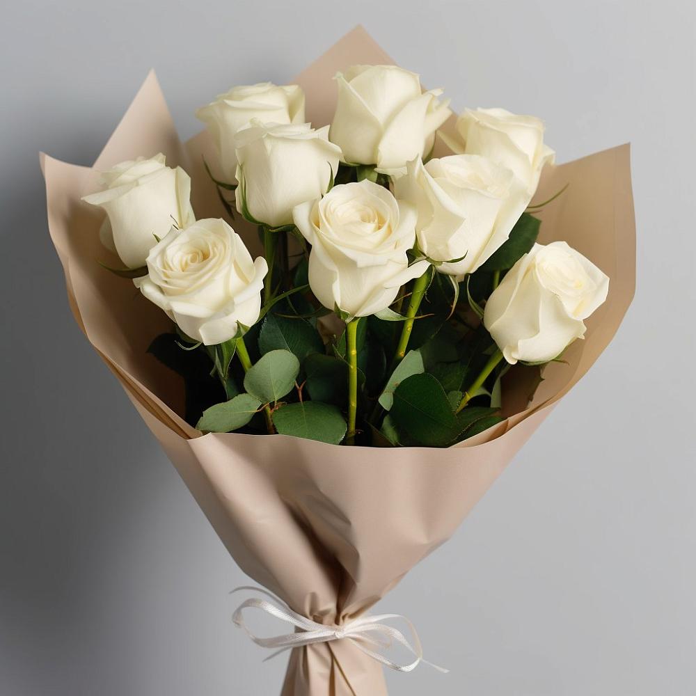 Букет 9 Белых роз Эдлесс Лав в Кошехабльском