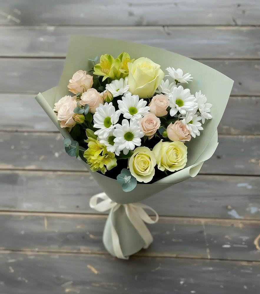 Букет цветов из: Альстромерии, Розы и Хризантемы в Кошехабльском