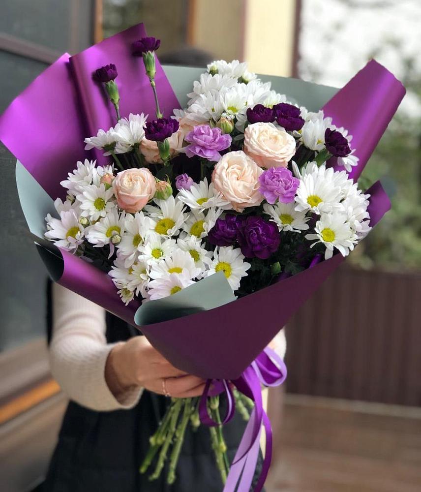 Букет цветов из: Хризантемы, Гвоздики и Розы в Кошехабльском