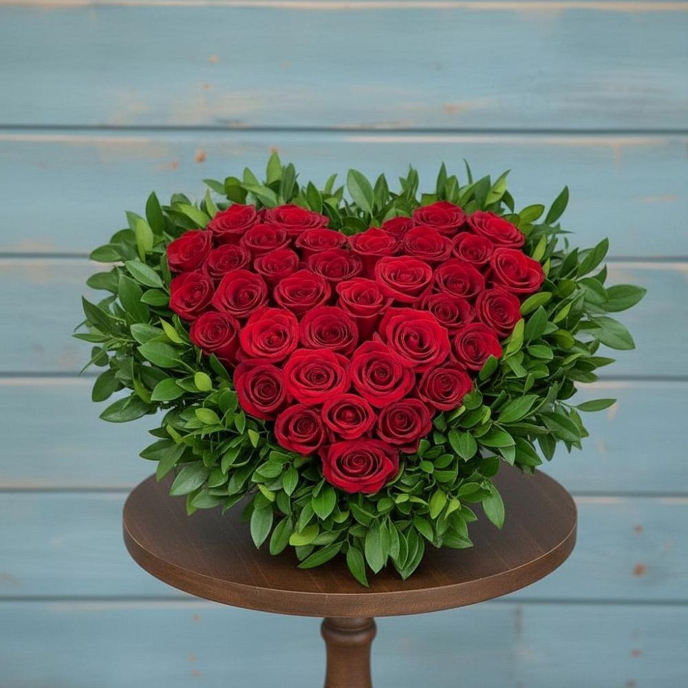 Цветочная композиция из Розы в виде сердца в Кошехабльском