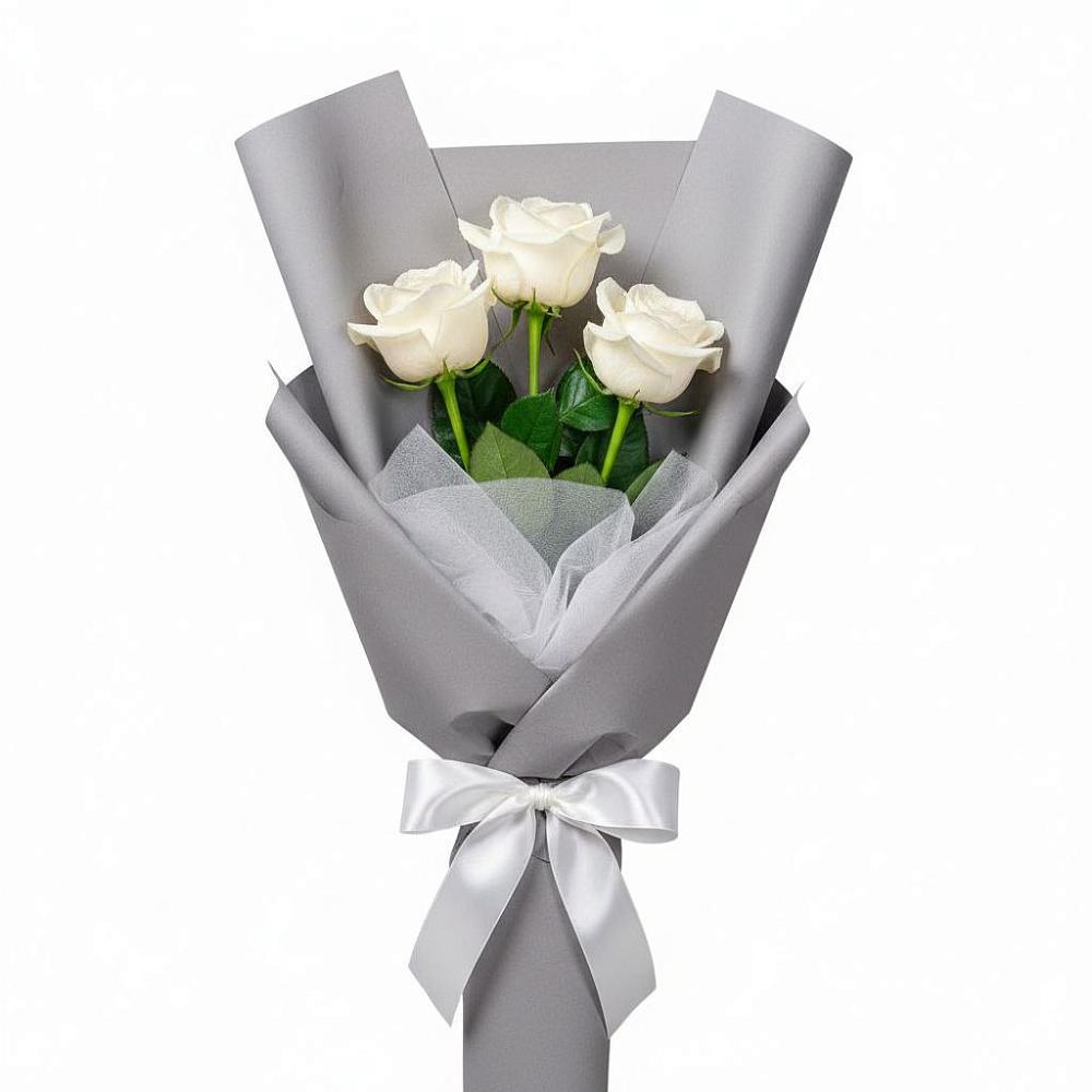 Букет 3 белые розы в Кошехабльском