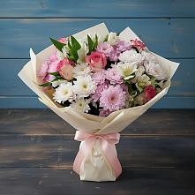 Букет цветов из:  Хризантемы, Альстромерии и Розы в Кошехабльском