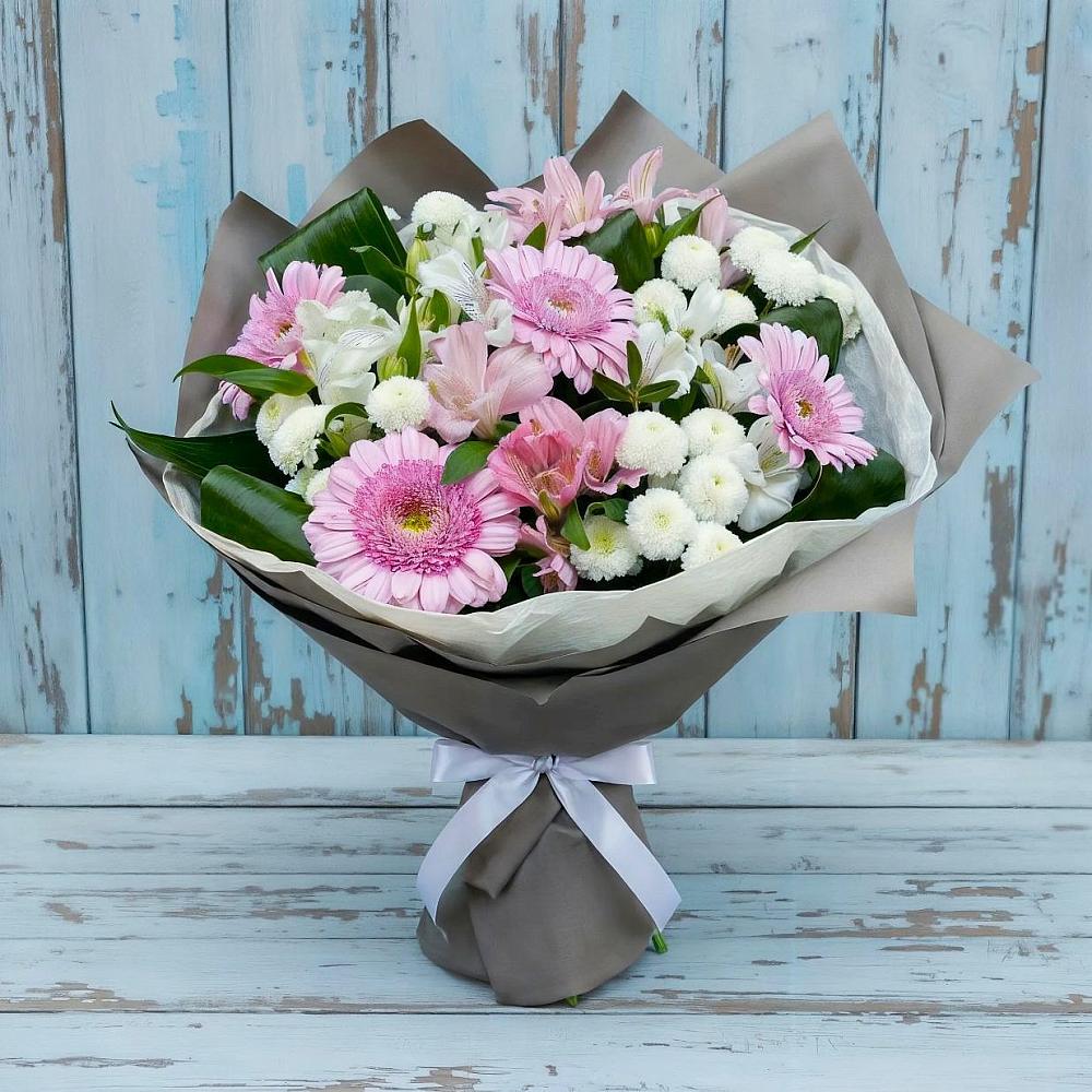 Букет цветов из: Герберы, Альстромерии и Хризантемы в Кошехабльском